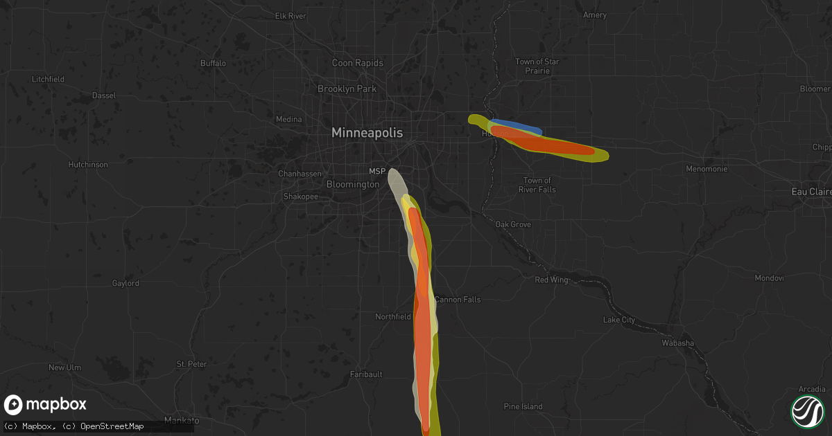 Hail map in Rosemount, MN on July 24, 2023