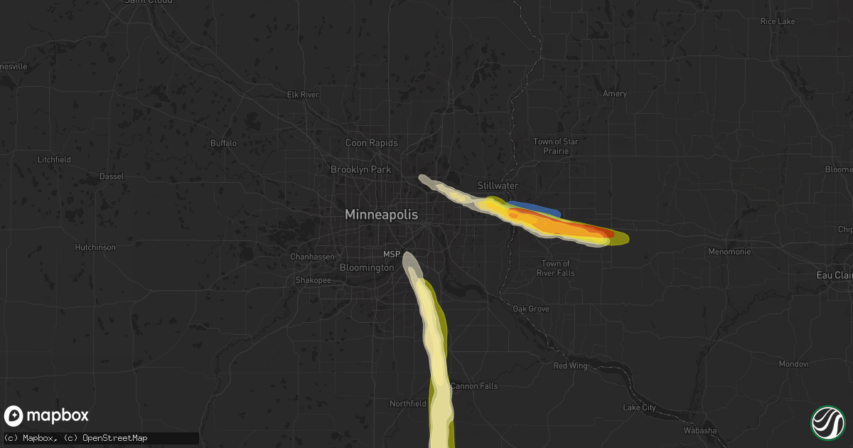 Hail map in Saint Paul, MN on July 24, 2023