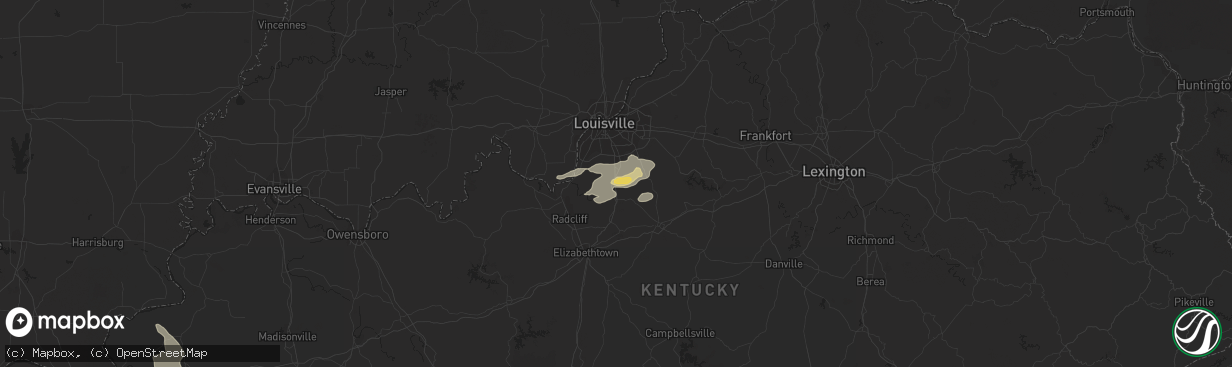 Hail map in Shepherdsville, KY on July 24, 2023