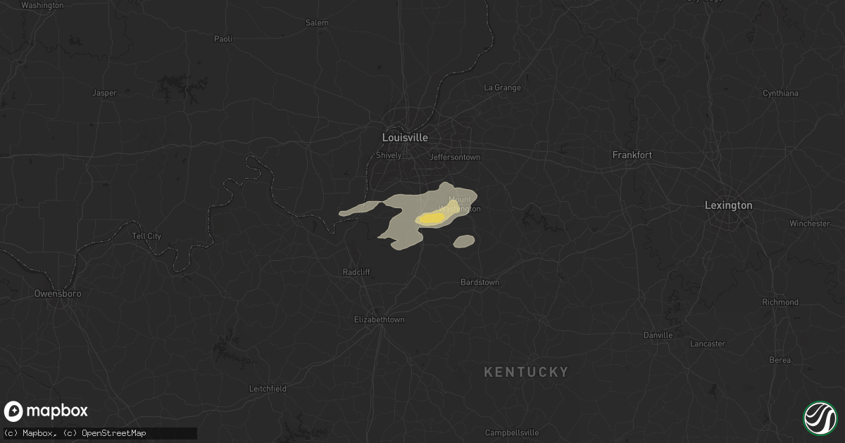 Hail map in Shepherdsville, KY on July 24, 2023
