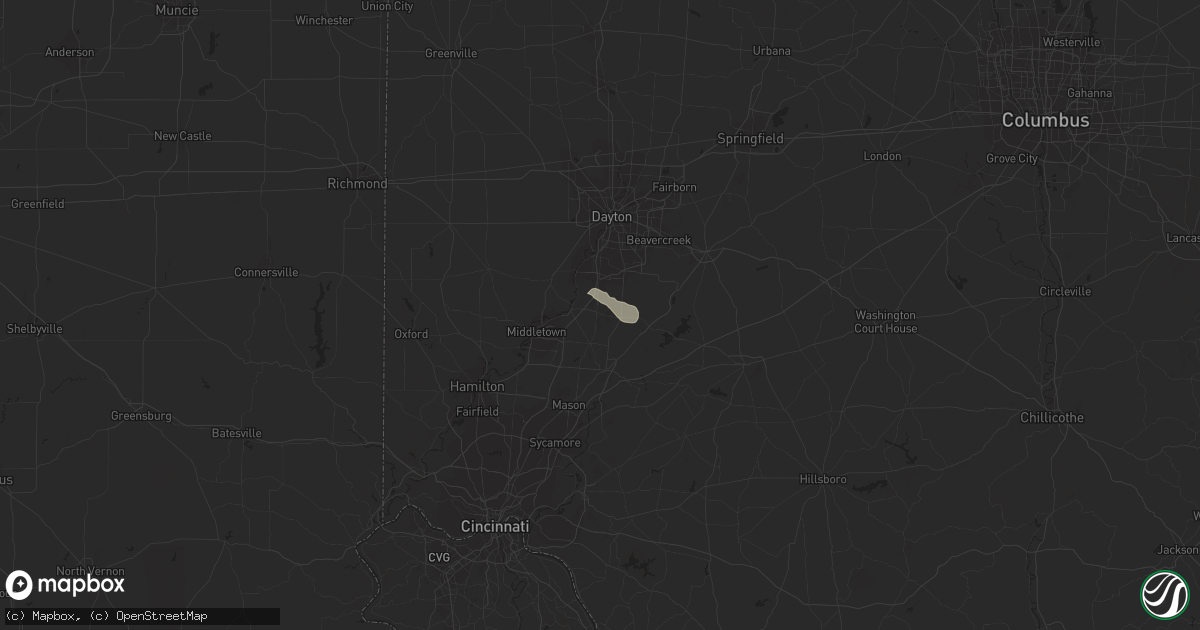 Hail map in Springboro, OH on July 24, 2023