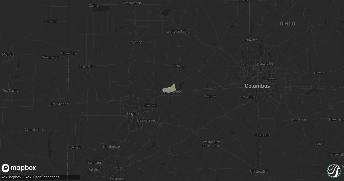 Hail map in Springfield, OH on July 24, 2023