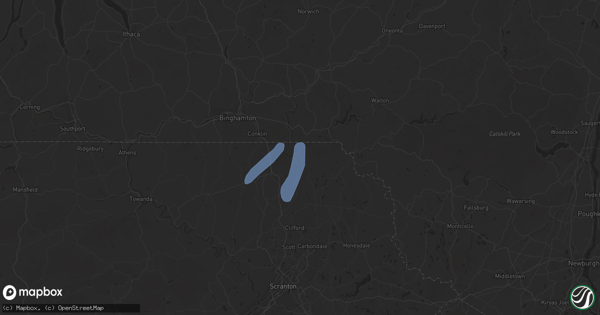 Hail map in Susquehanna, PA on July 24, 2023