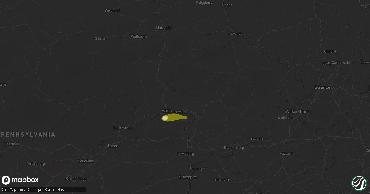 Hail map in Williamsport, PA on July 24, 2023