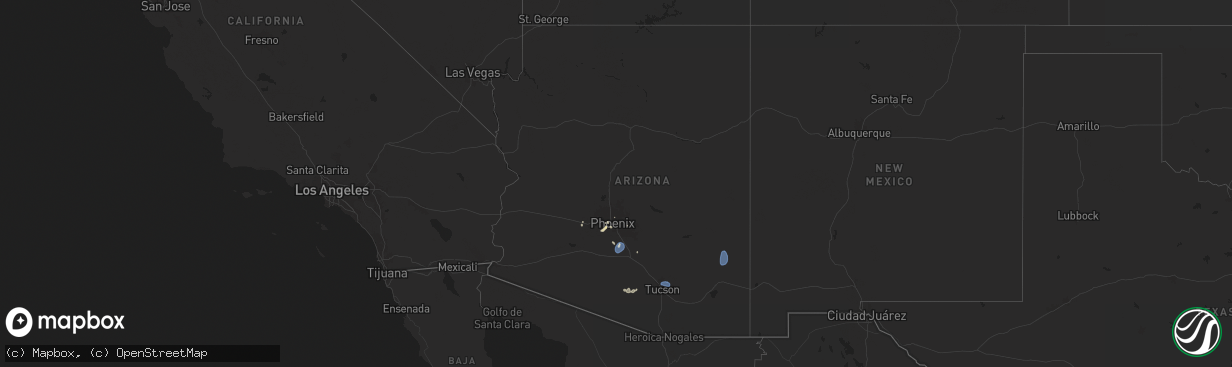 Hail map in Arizona on July 24, 2024