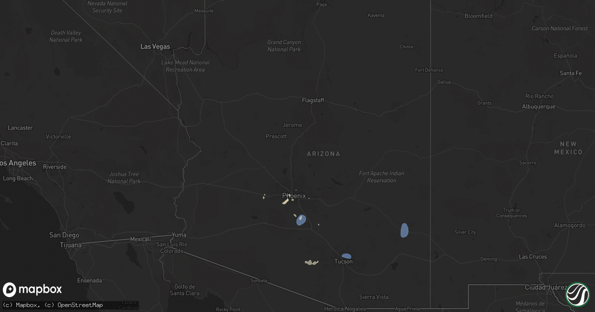 Hail map in Arizona on July 24, 2024