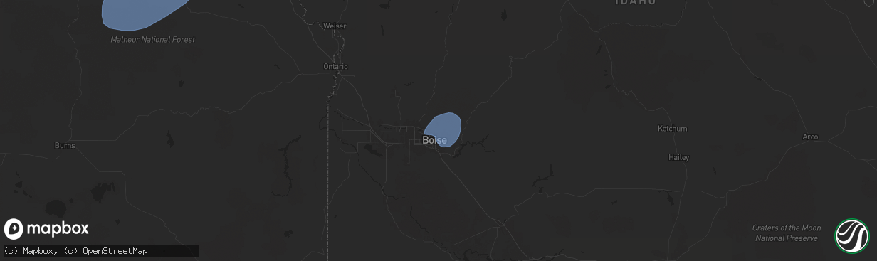 Hail map in Boise, ID on July 24, 2024