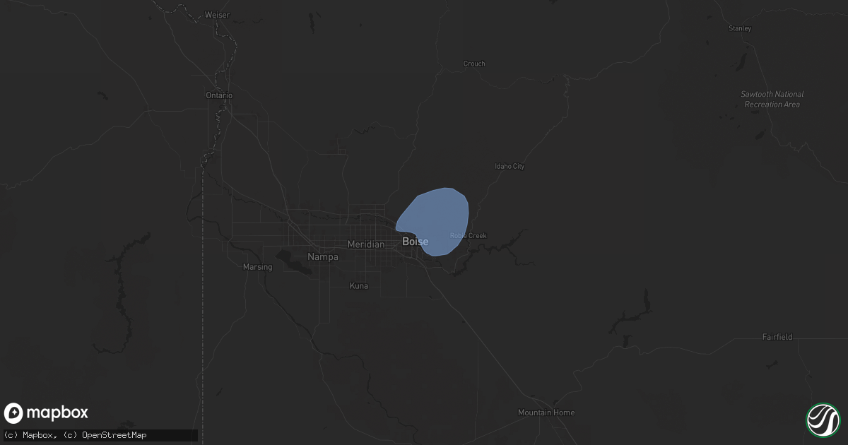 Hail map in Boise, ID on July 24, 2024