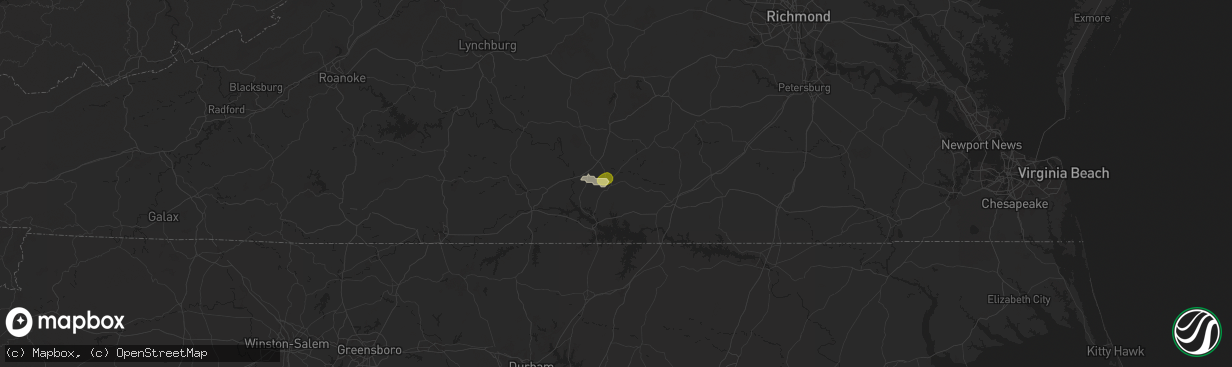 Hail map in Chase City, VA on July 24, 2024