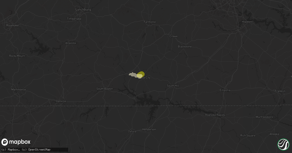 Hail map in Chase City, VA on July 24, 2024