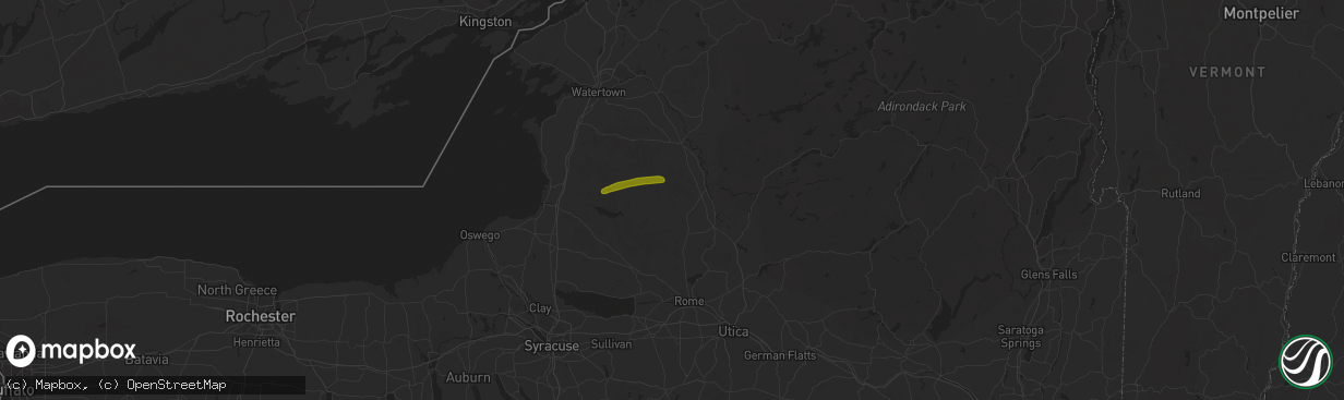 Hail map in Constableville, NY on July 24, 2024