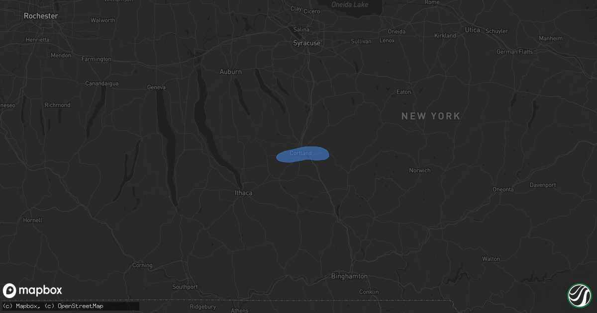 Hail map in Cortland, NY on July 24, 2024