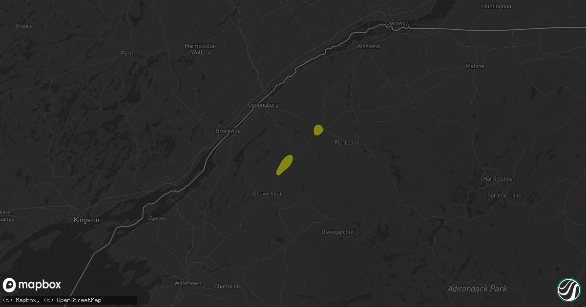 Hail map in De Kalb Junction, NY on July 24, 2024
