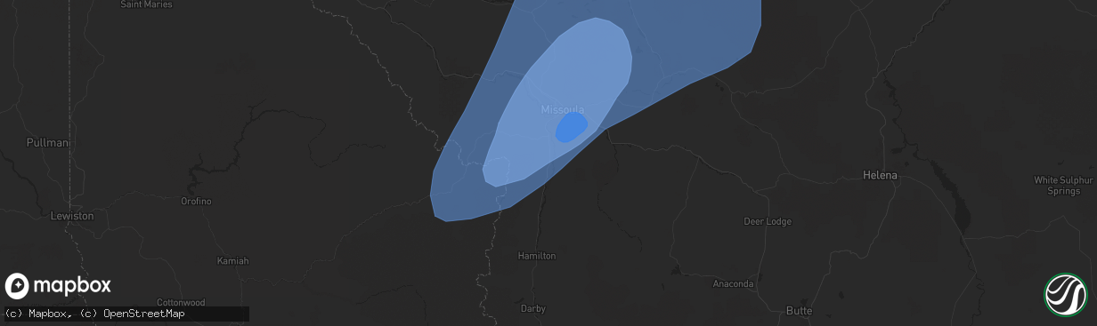 Hail map in Florence, MT on July 24, 2024