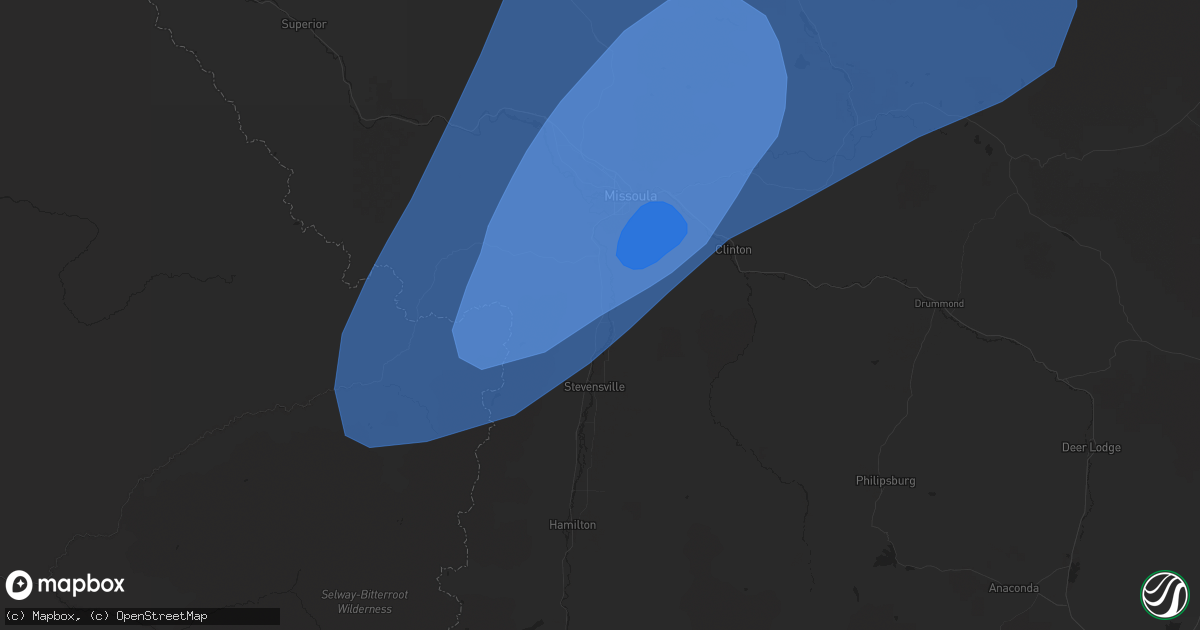 Hail map in Florence, MT on July 24, 2024