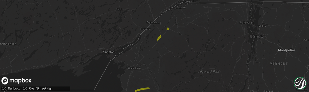 Hail map in Gouverneur, NY on July 24, 2024