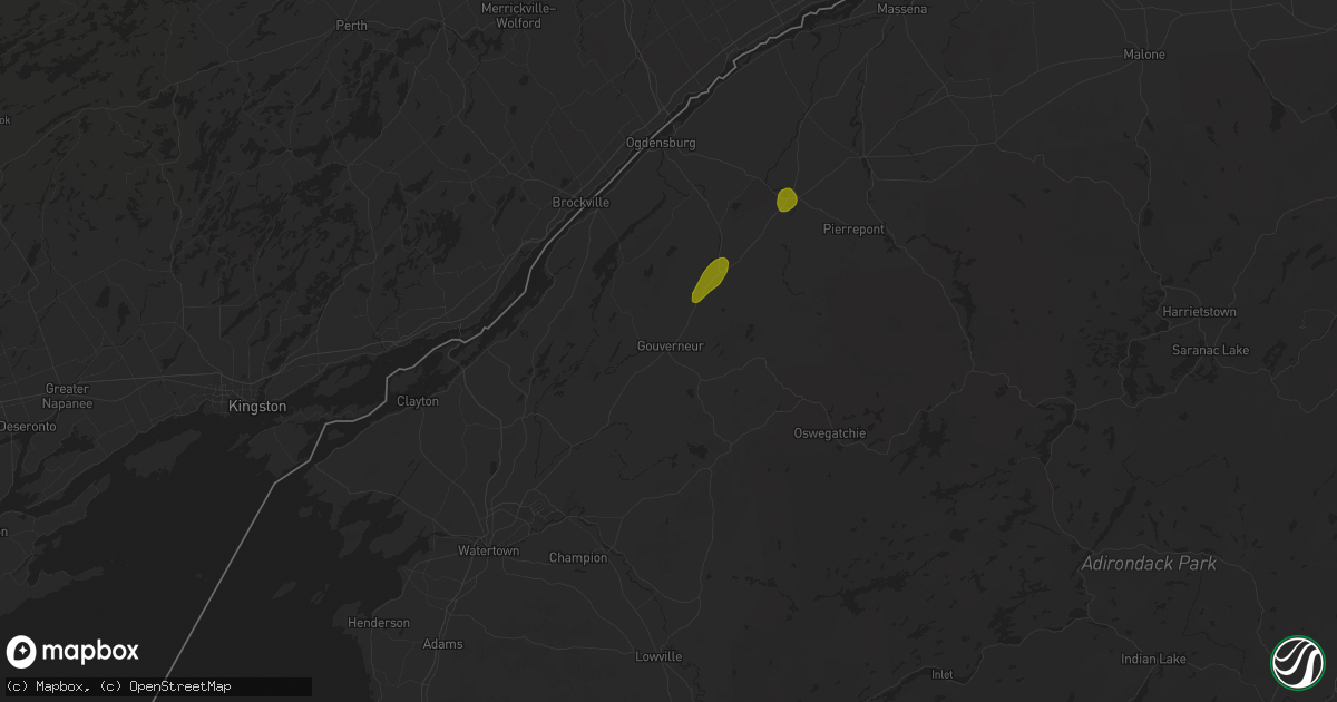 Hail map in Gouverneur, NY on July 24, 2024
