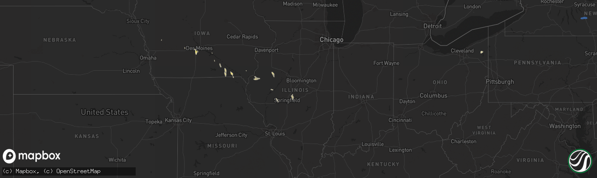 Hail map in Illinois on July 24, 2024