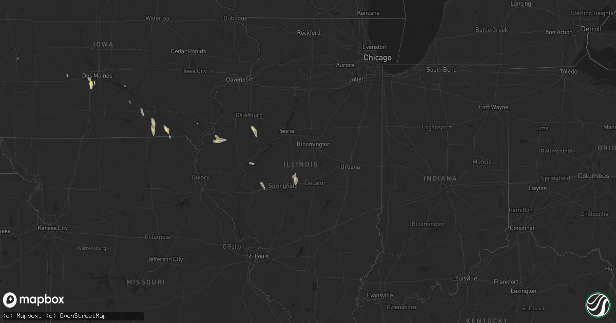 Hail map in Illinois on July 24, 2024
