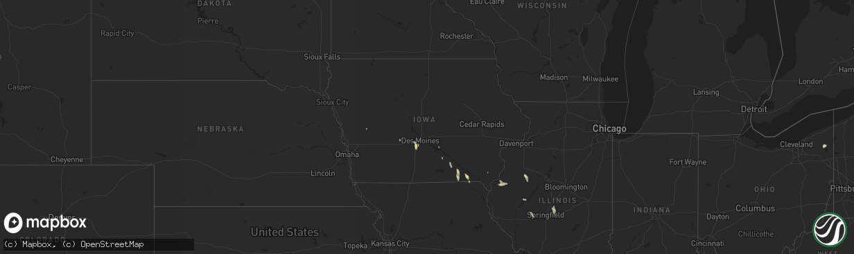 Hail map in Iowa on July 24, 2024