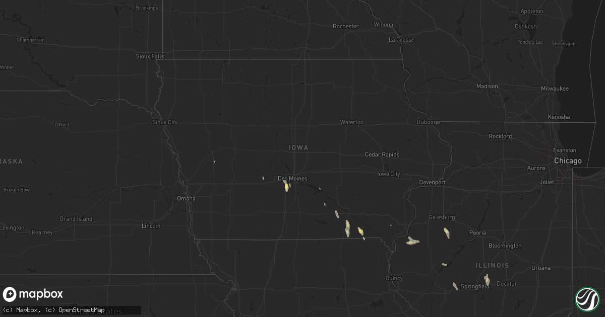 Hail map in Iowa on July 24, 2024