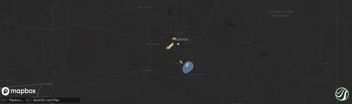 Hail map in Laveen, AZ on July 24, 2024