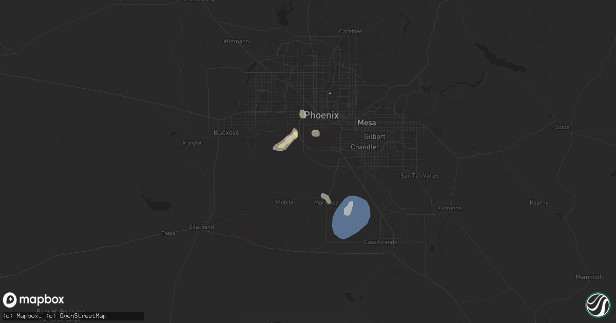 Hail map in Laveen, AZ on July 24, 2024