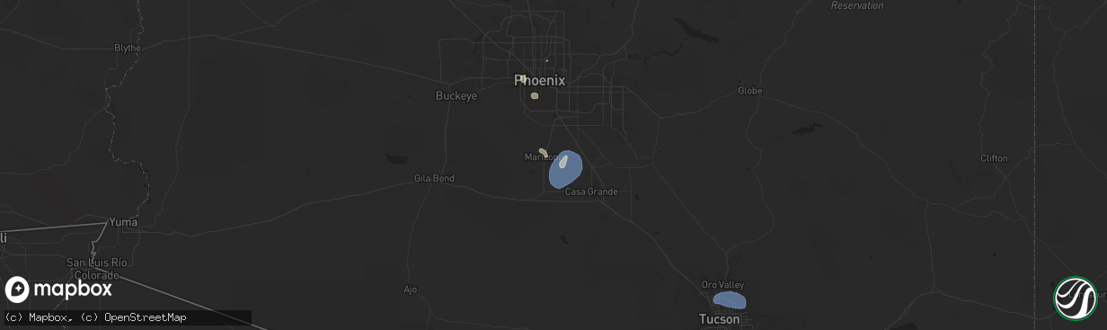 Hail map in Maricopa, AZ on July 24, 2024