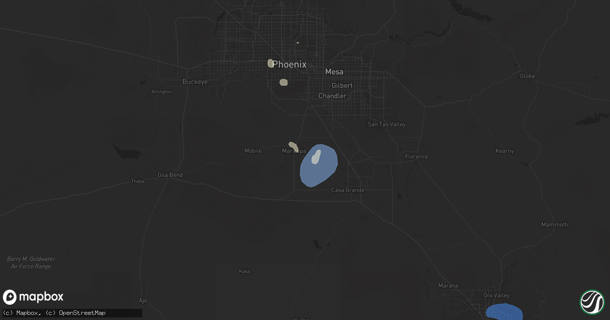 Hail map in Maricopa, AZ on July 24, 2024