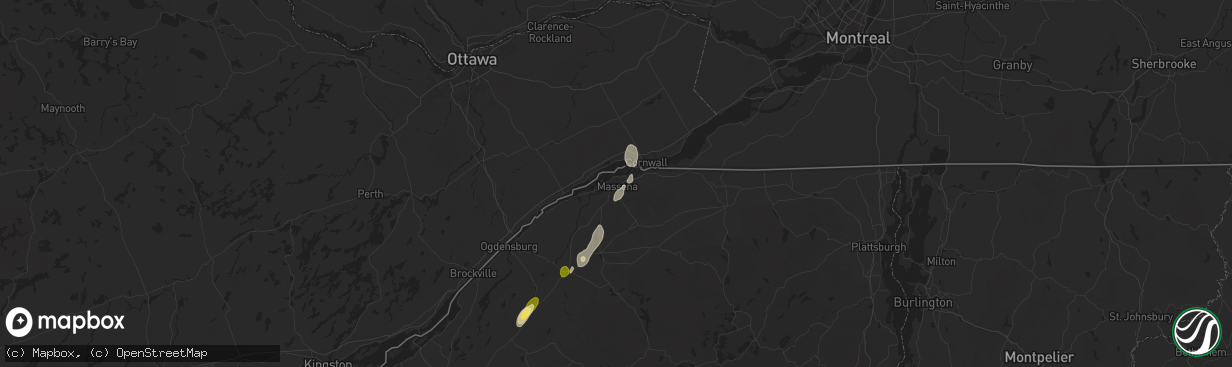 Hail map in Massena, NY on July 24, 2024