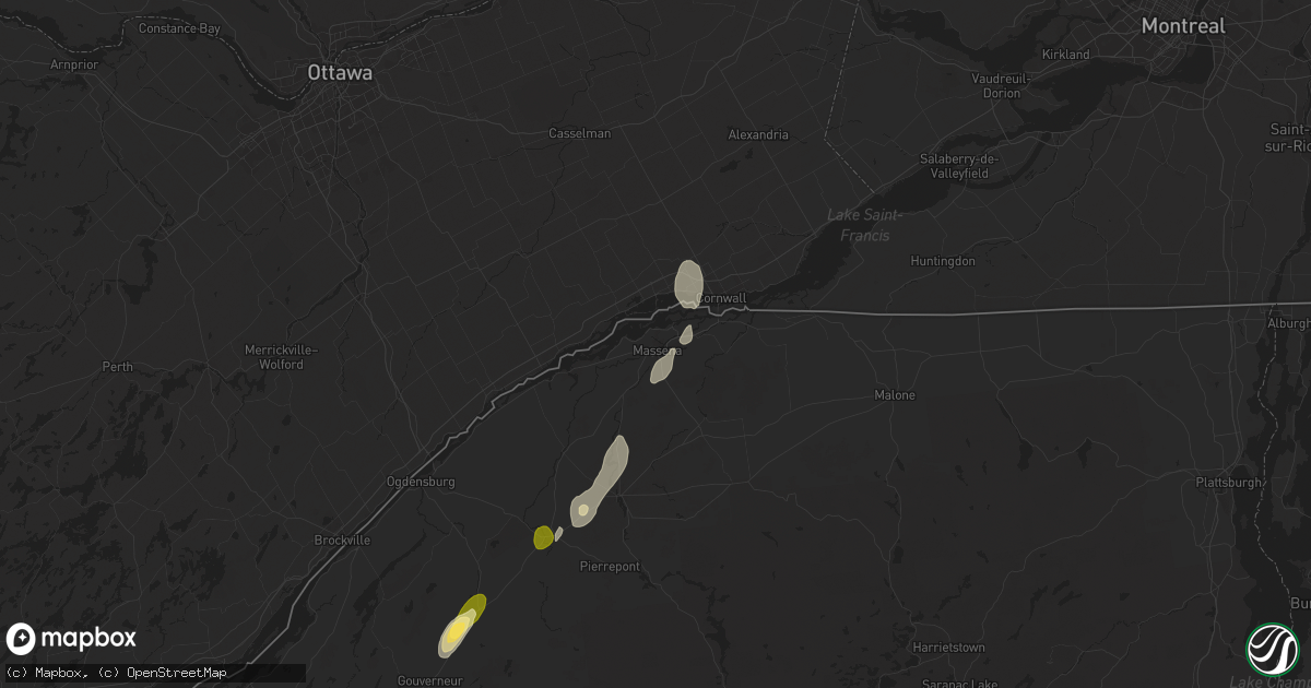 Hail map in Massena, NY on July 24, 2024