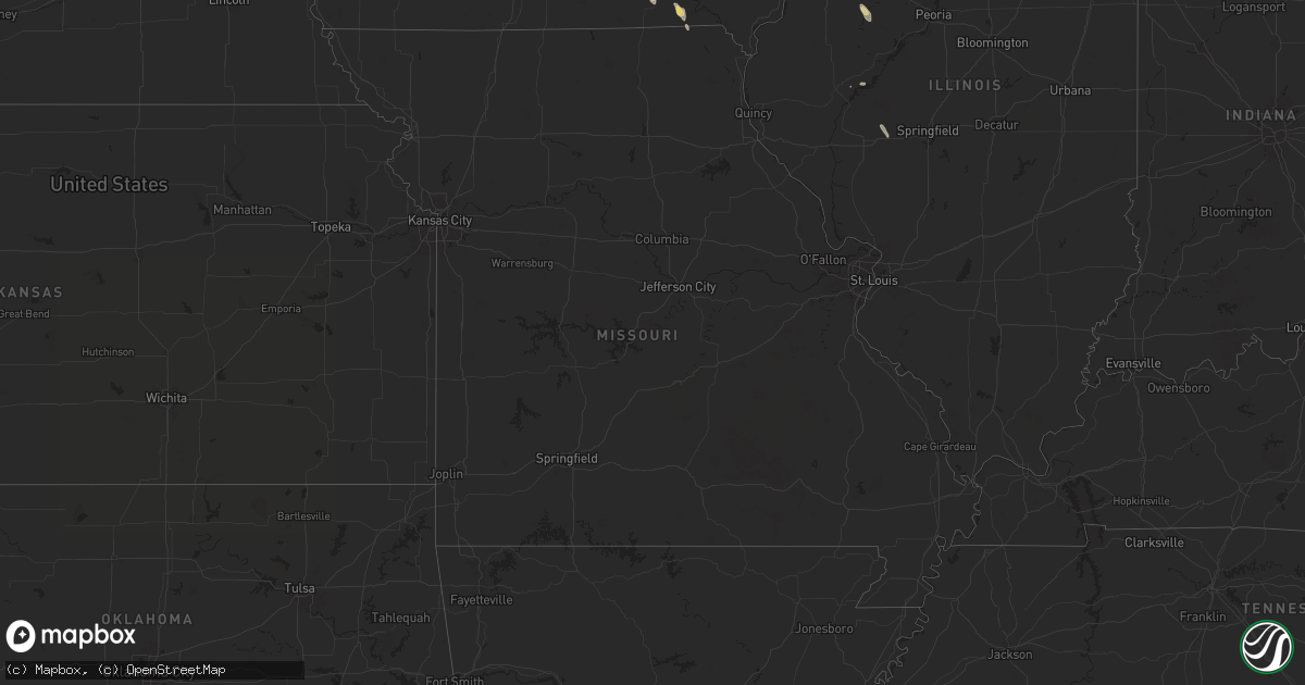 Hail map in Missouri on July 24, 2024