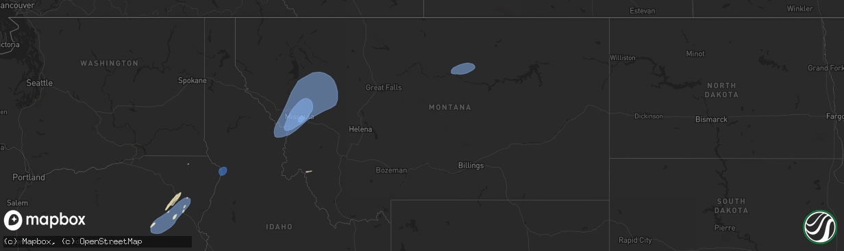 Hail map in Montana on July 24, 2024