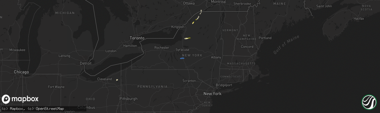 Hail map in New York on July 24, 2024