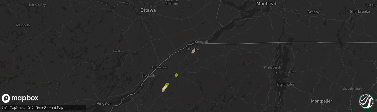 Hail map in Norfolk, NY on July 24, 2024