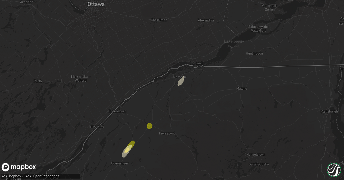 Hail map in Norfolk, NY on July 24, 2024