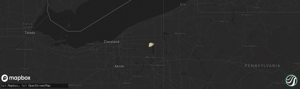 Hail map in North Bloomfield, OH on July 24, 2024