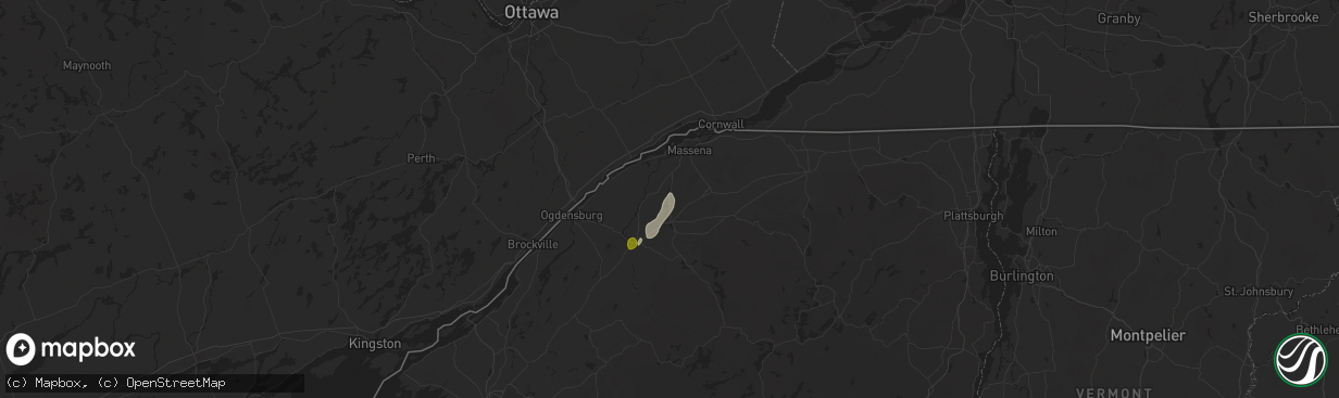 Hail map in Norwood, NY on July 24, 2024