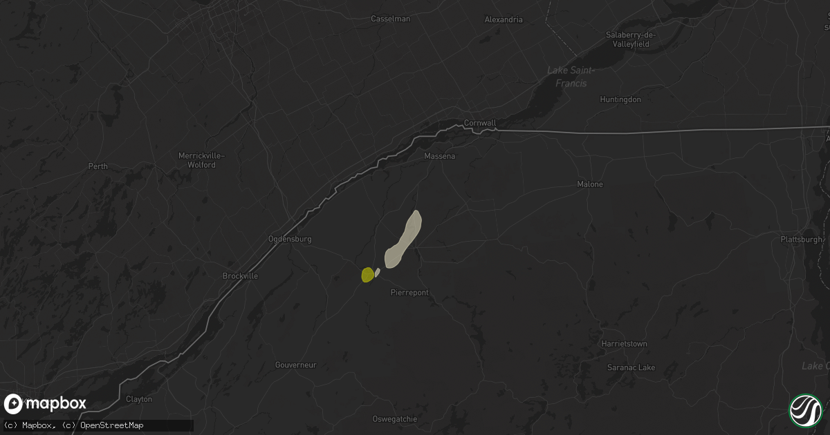 Hail map in Norwood, NY on July 24, 2024