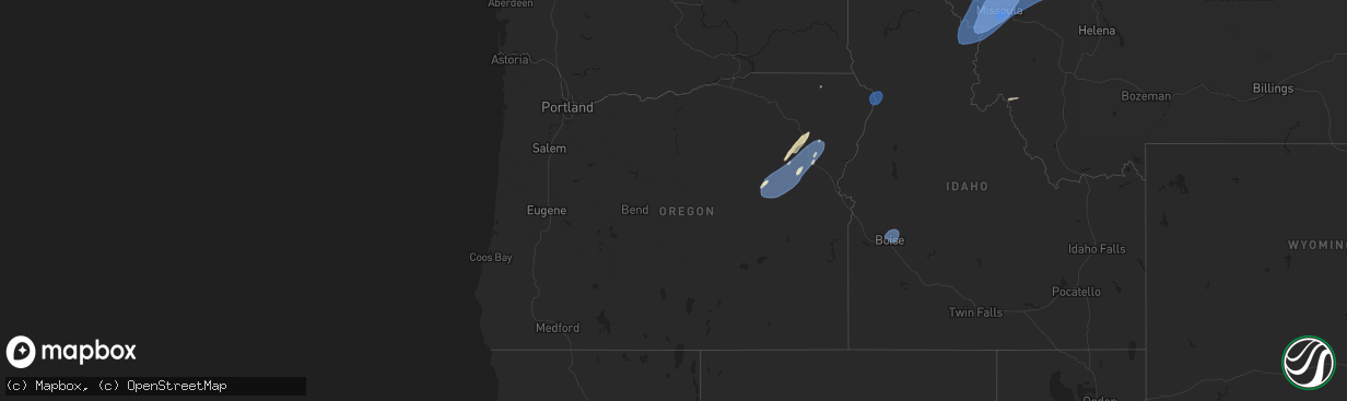 Hail map in Oregon on July 24, 2024