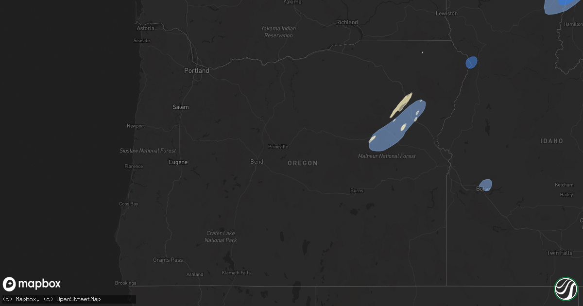 Hail map in Oregon on July 24, 2024
