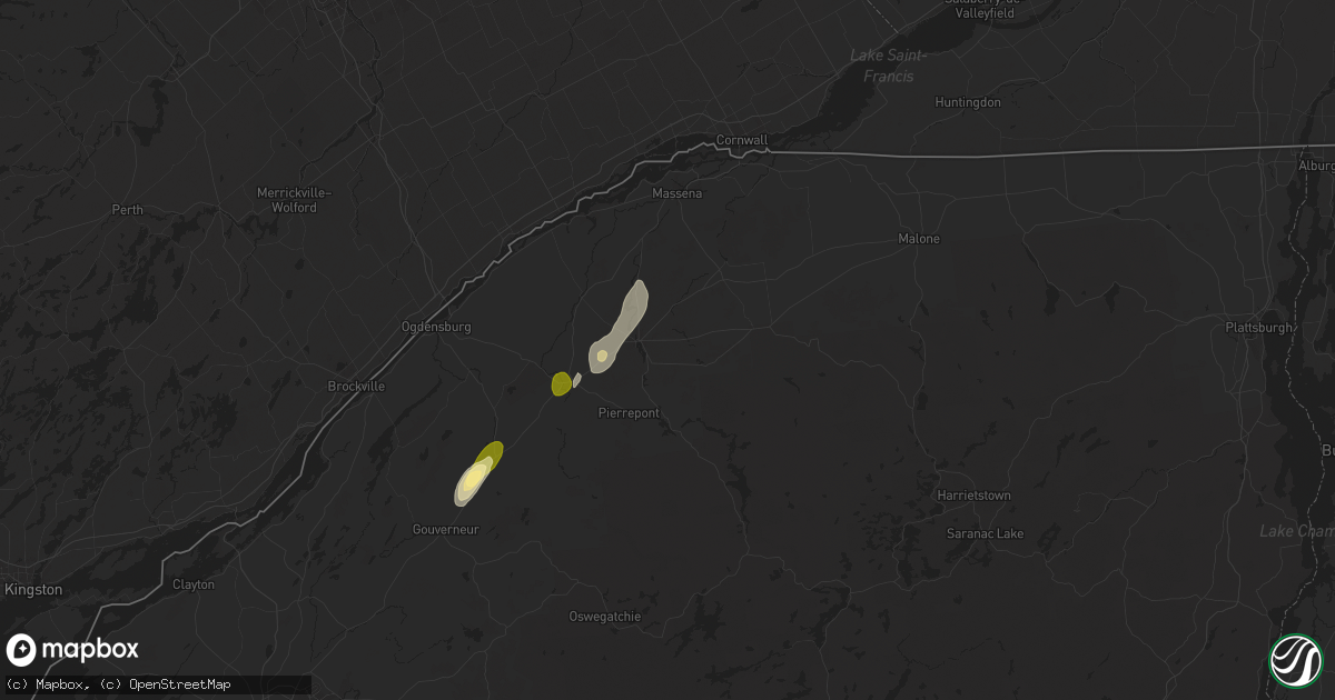 Hail map in Potsdam, NY on July 24, 2024
