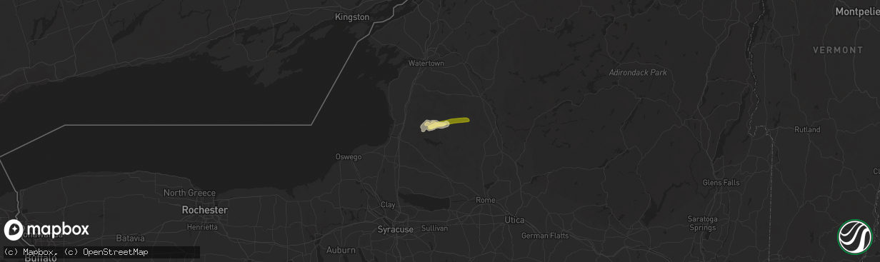 Hail map in Redfield, NY on July 24, 2024