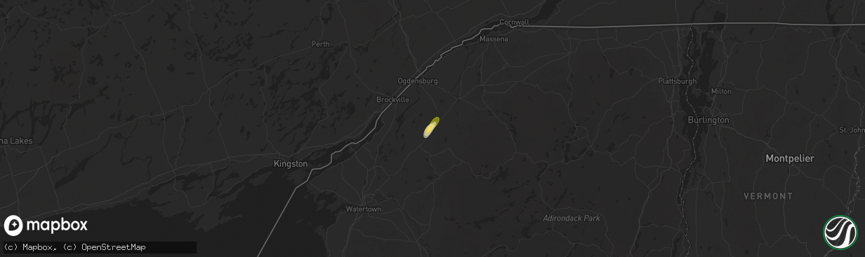 Hail map in Richville, NY on July 24, 2024