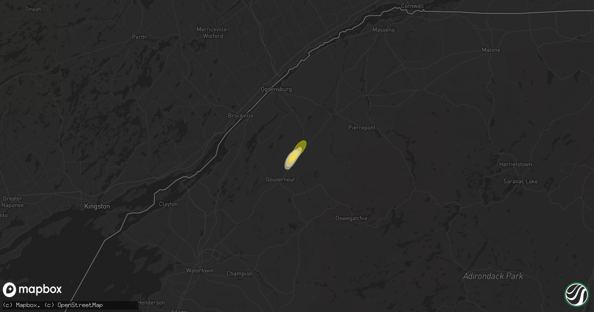 Hail map in Richville, NY on July 24, 2024