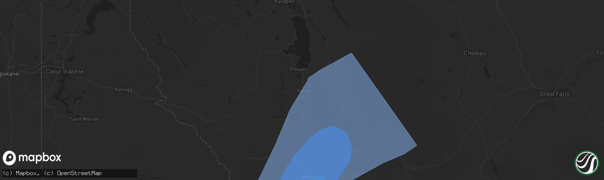 Hail map in Ronan, MT on July 24, 2024