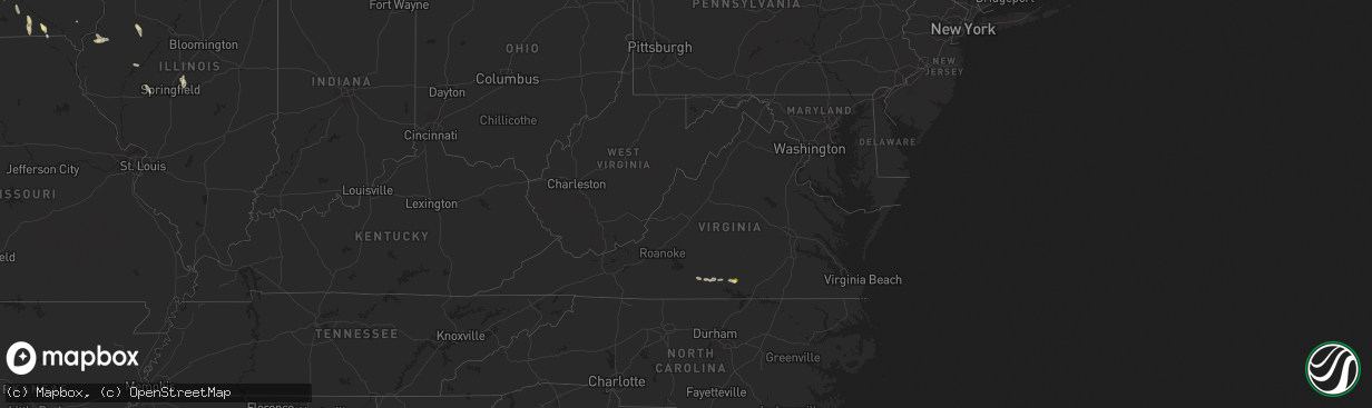 Hail map in Virginia on July 24, 2024