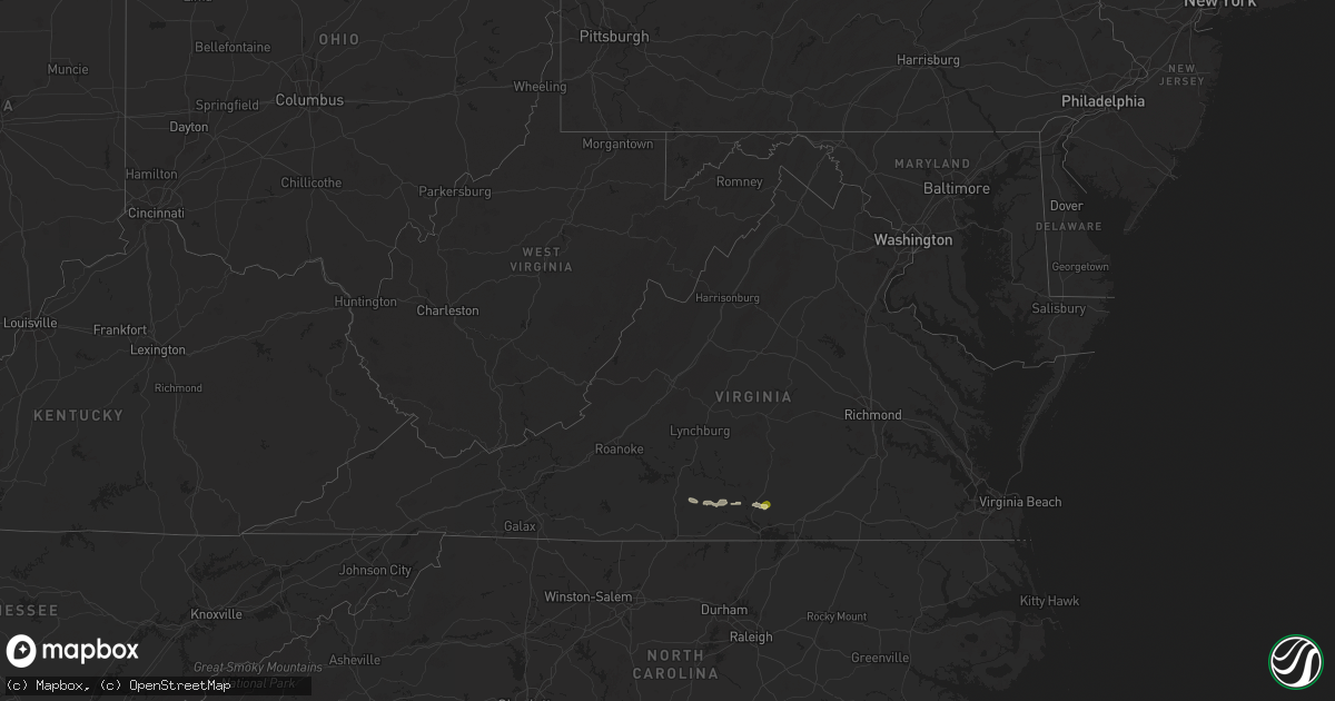 Hail map in Virginia on July 24, 2024