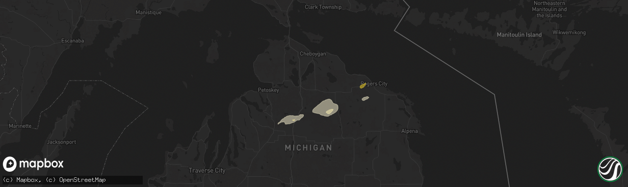 Hail map in Afton, MI on July 24, 2025