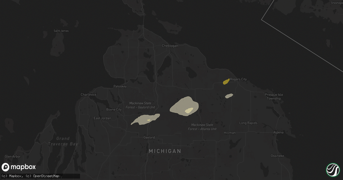 Hail map in Afton, MI on July 24, 2025